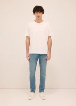 Jeans 5 tasche slim fit in denim di cotone stretch uomo