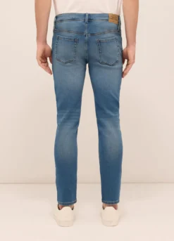 Jeans 5 tasche slim fit in denim di cotone stretch uomo