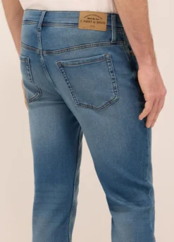 Jeans 5 tasche slim fit in denim di cotone stretch uomo