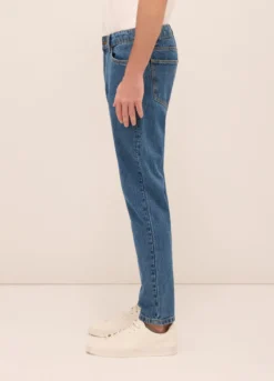 Jeans 5 tasche slim fit in denim di cotone uomo