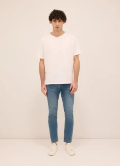 Jeans 5 tasche slim fit in denim di cotone stretch uomo