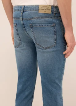 Jeans 5 tasche slim fit in denim di cotone stretch uomo