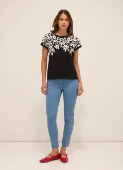 Jeggings fit skinny in denim stretch di misto cotone donna