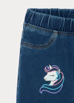 Jeggings flare fit in french terry denim misto cotone bambina