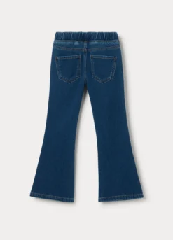 Jeggings flare fit in french terry denim misto cotone bambina