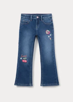 Jeggings flare fit in french terry denim bambina