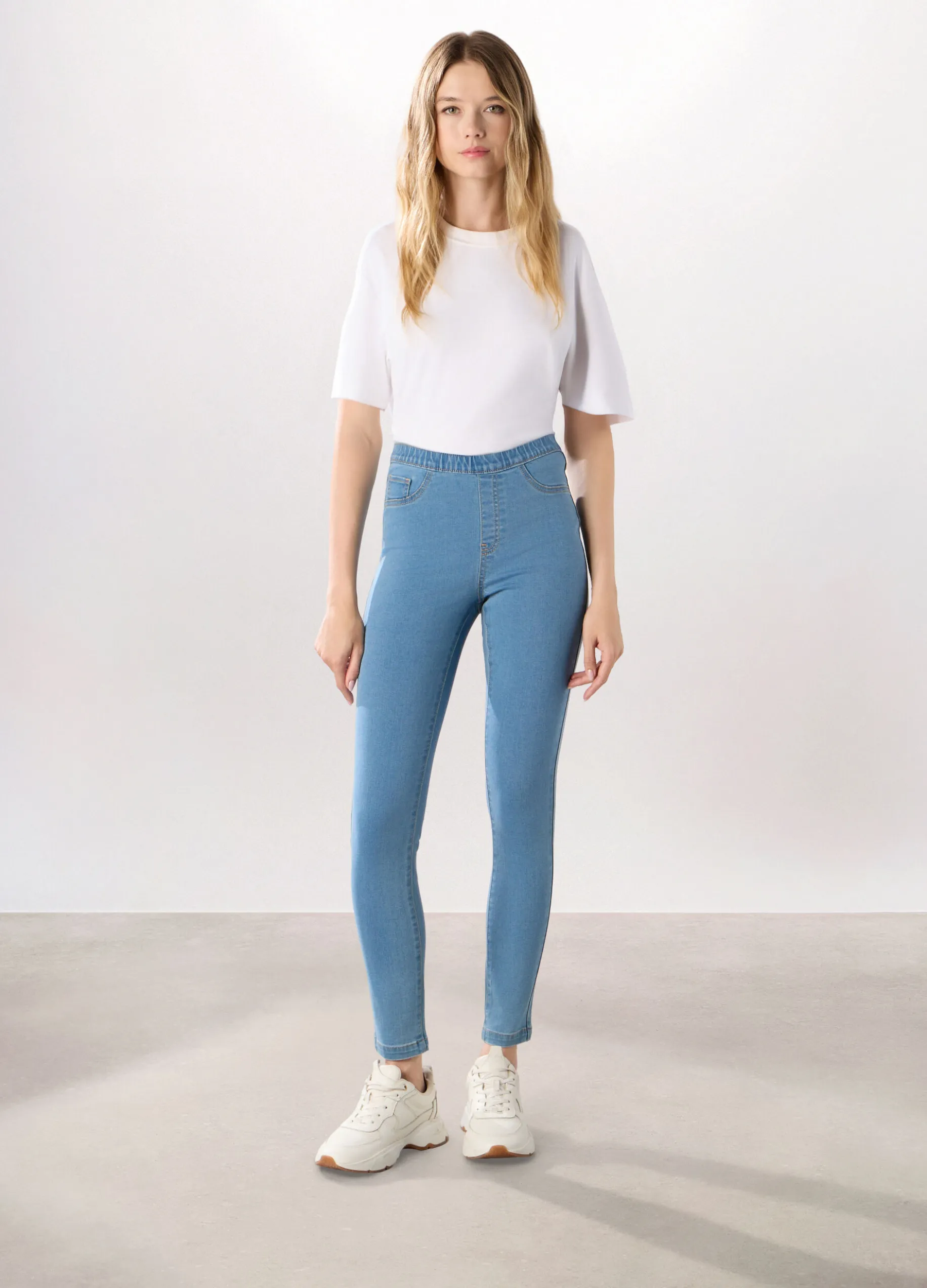Jeggings in denim misto cotone donna