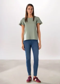 Jeggings in stretch denim di misto cotone donna