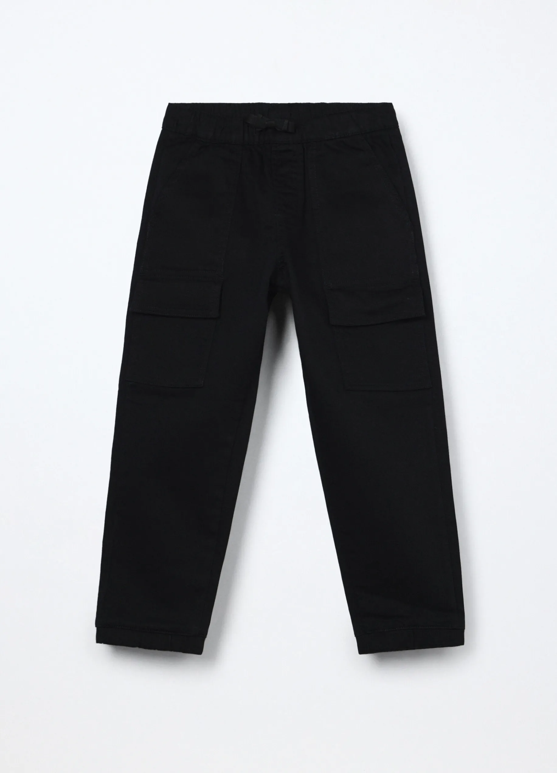 Jogger cargo in french terry denim bambino