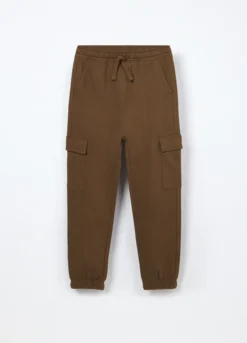 Jogger cargo in puro cotone fleece ragazzo