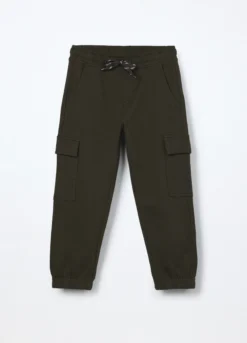 Jogger cargo in puro cotone fleece bambino