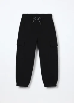 Jogger cargo in puro cotone fleece bambino