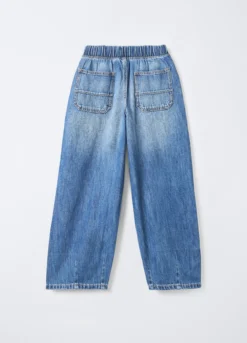 Jogger in denim di misto cotone Balloon Fit ragazza