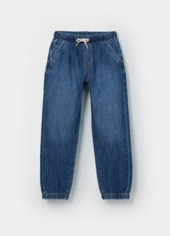 Jogger in denim misto cotone bambino