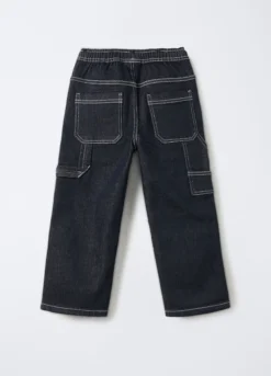 Jogger in denim misto cotone Wide Leg bambino