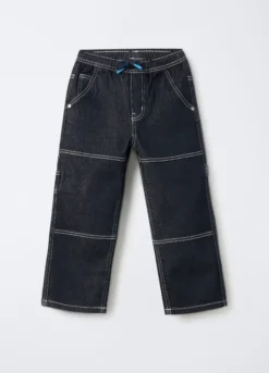 Jogger in denim misto cotone Wide Leg bambino
