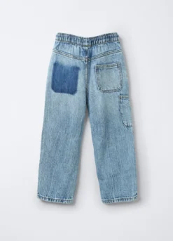 Jogger in denim misto cotone Straight Fit bambino