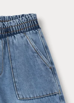 Jogger cargo wide leg in denim bambina