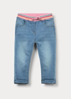 Jogger in denim misto cotone bimba