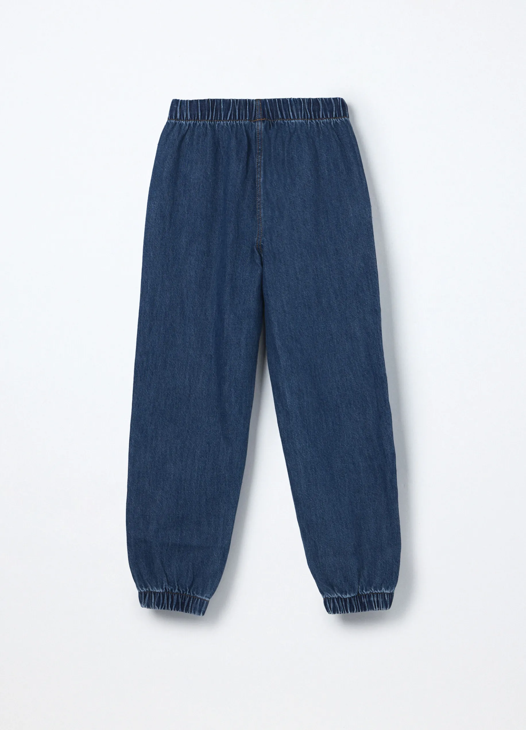 Jogger in denim misto cotone bambina