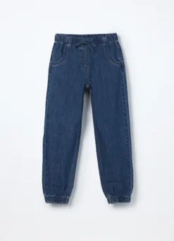 Jogger in denim misto cotone bambina