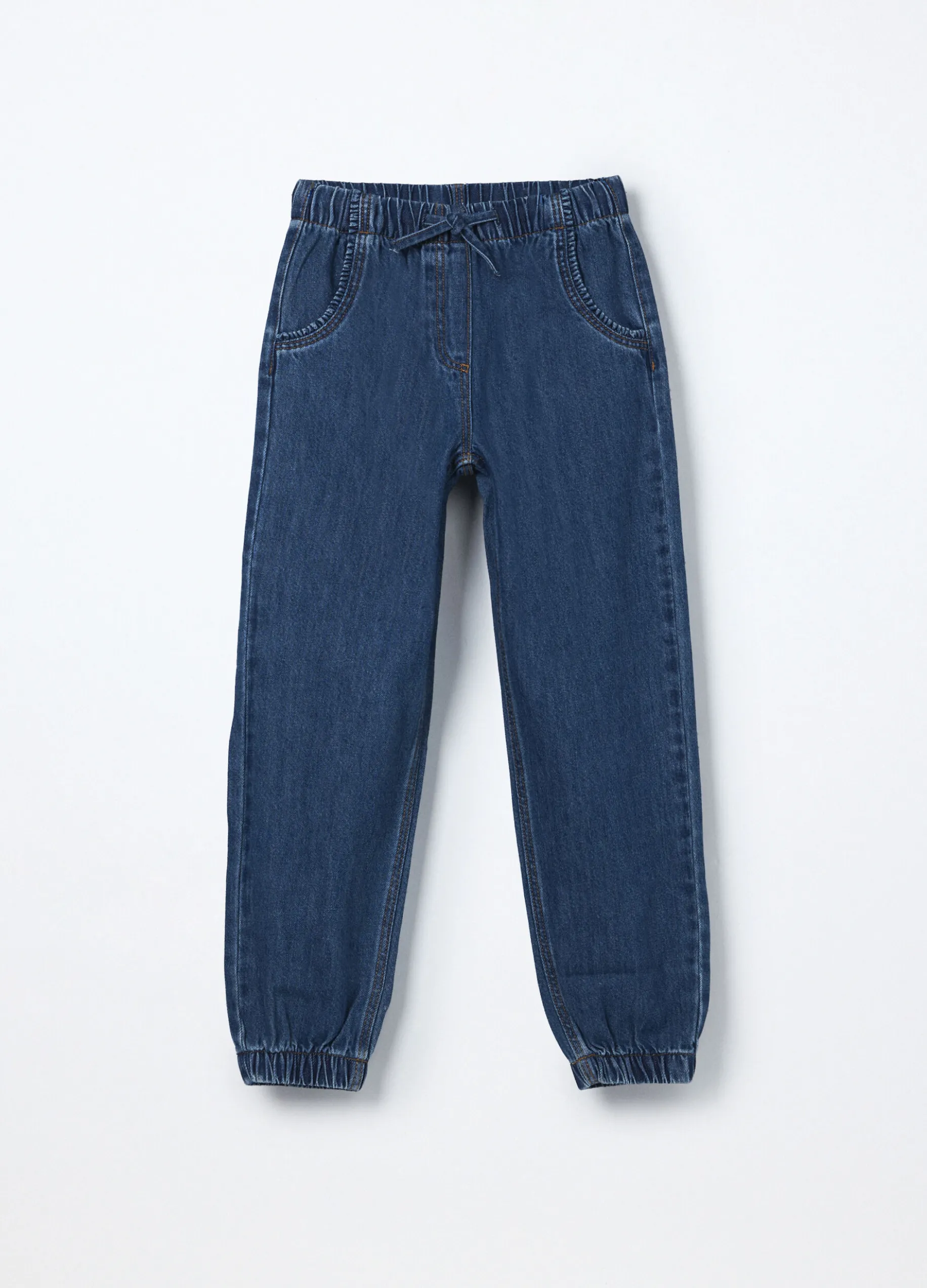 Jogger in denim misto cotone bambina