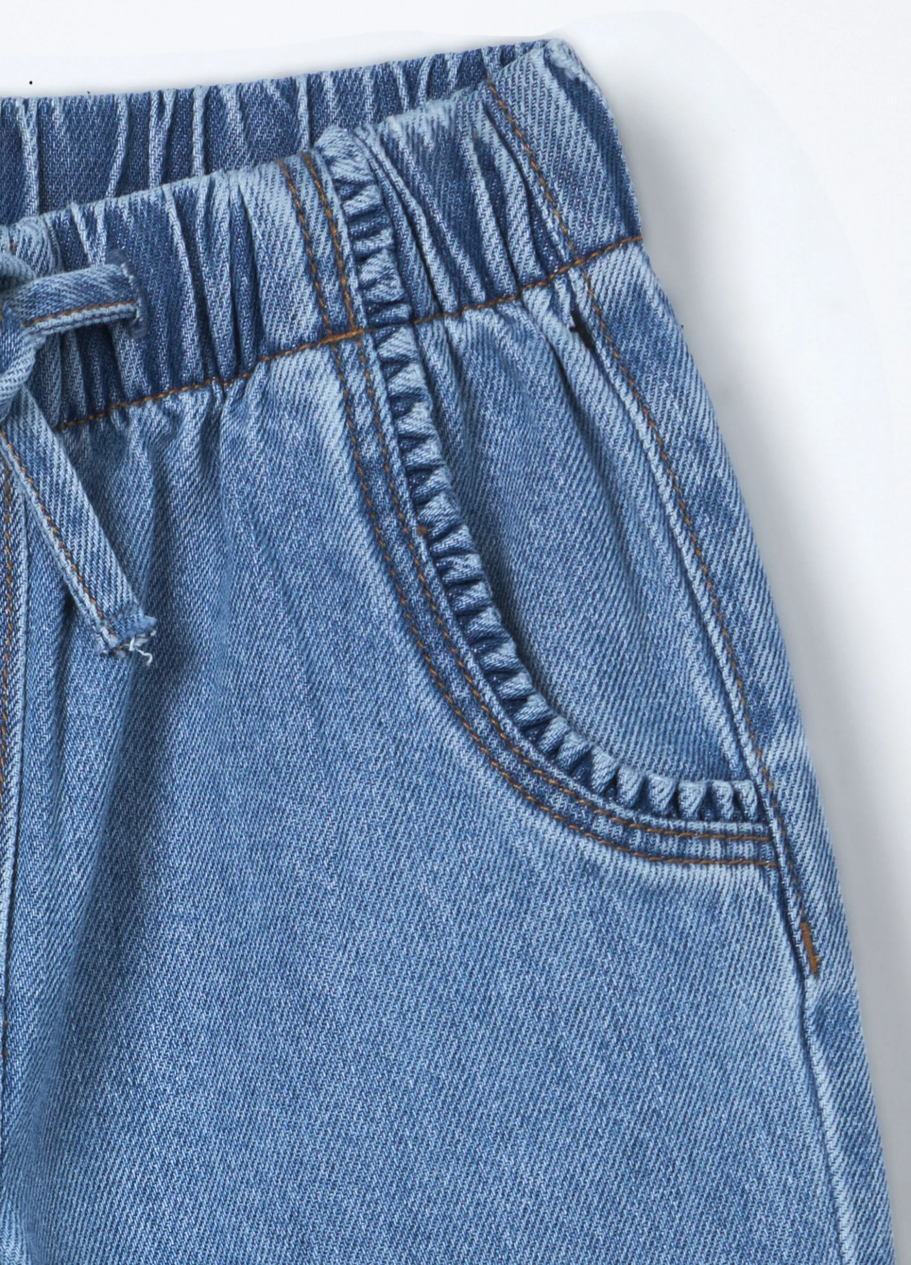 Jogger in denim misto cotone bambina