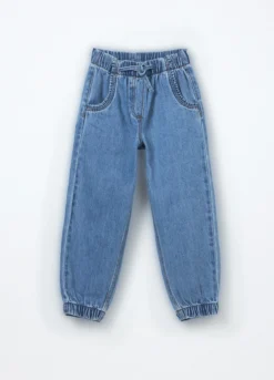 Jogger in denim misto cotone bambina