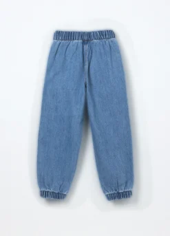 Jogger in denim misto cotone bambina