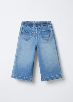 Jogger in denim misto cotone Wide Leg bimba