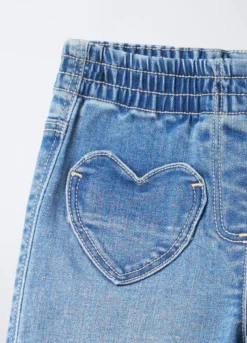 Jogger in denim misto cotone Wide Leg bimba