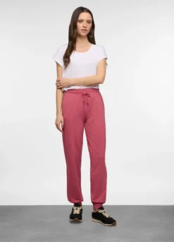 Jogger regular fit in jersey di cotone stretch donna