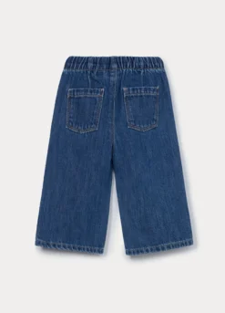 Jogger wide leg in denim misto cotone bimba