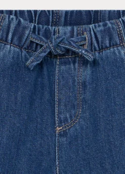 Jogger wide leg in denim misto cotone bimba