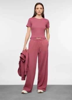 Jogger wide leg in french terry donna