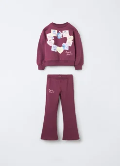 Jogging set in cotone garzato stretch bambina