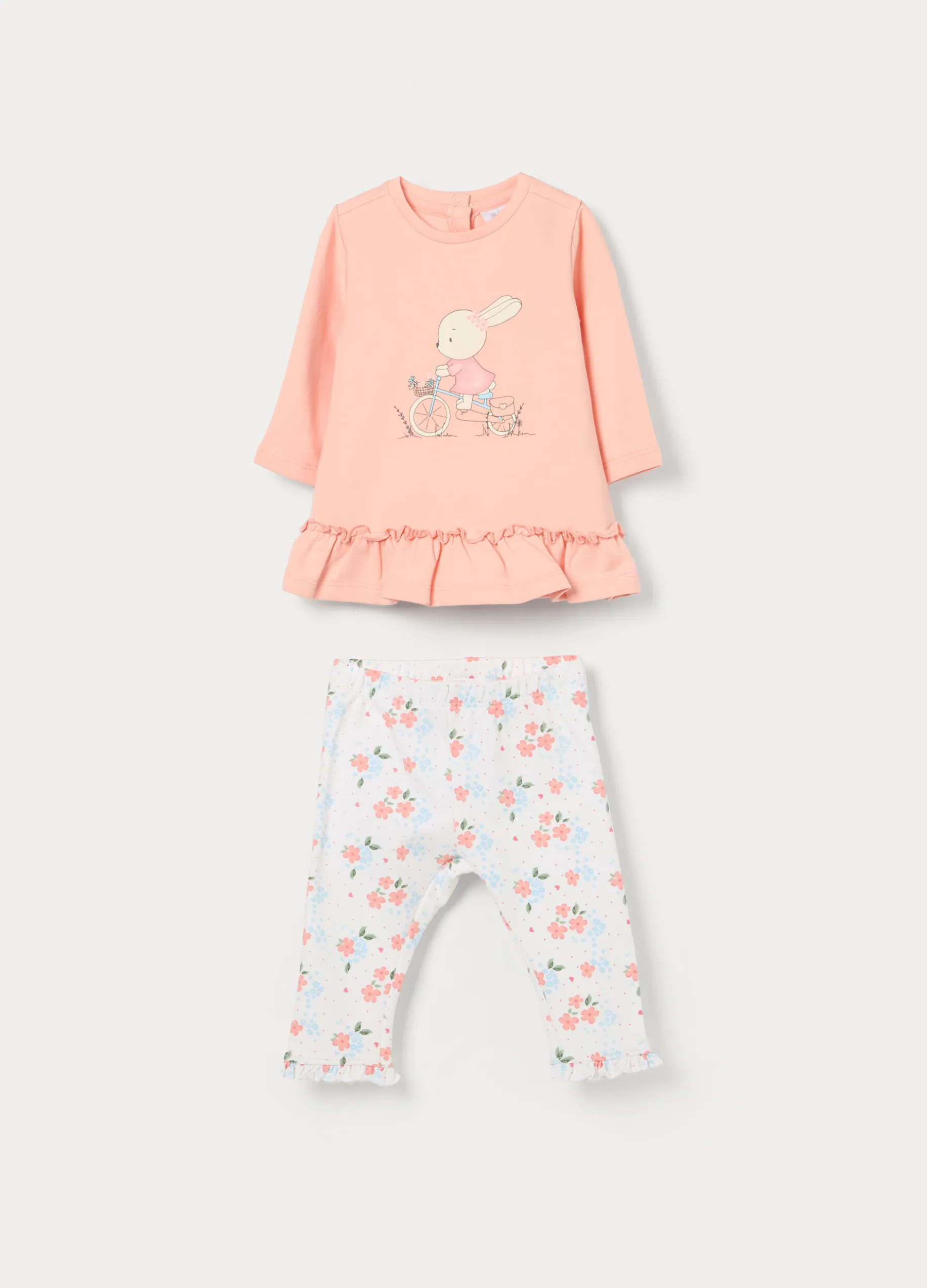 Jogging set in french terry di cotone stretch neonata