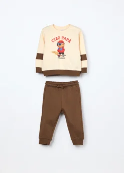 Jogging set in french terry di puro cotone neonato