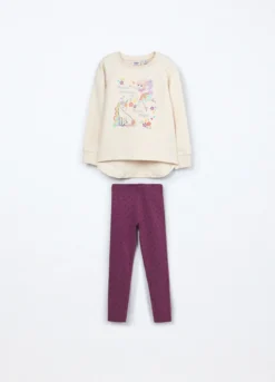 Jogging set in french terry di cotone stretch bambina