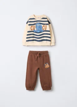Jogging set in puro cotone garzato bimbo