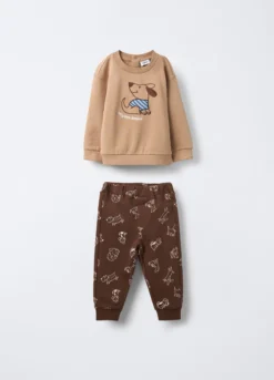 Jogging set in puro cotone garzato bimbo