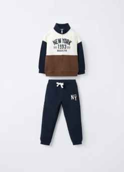 Jogging set in puro cotone garzato bambino