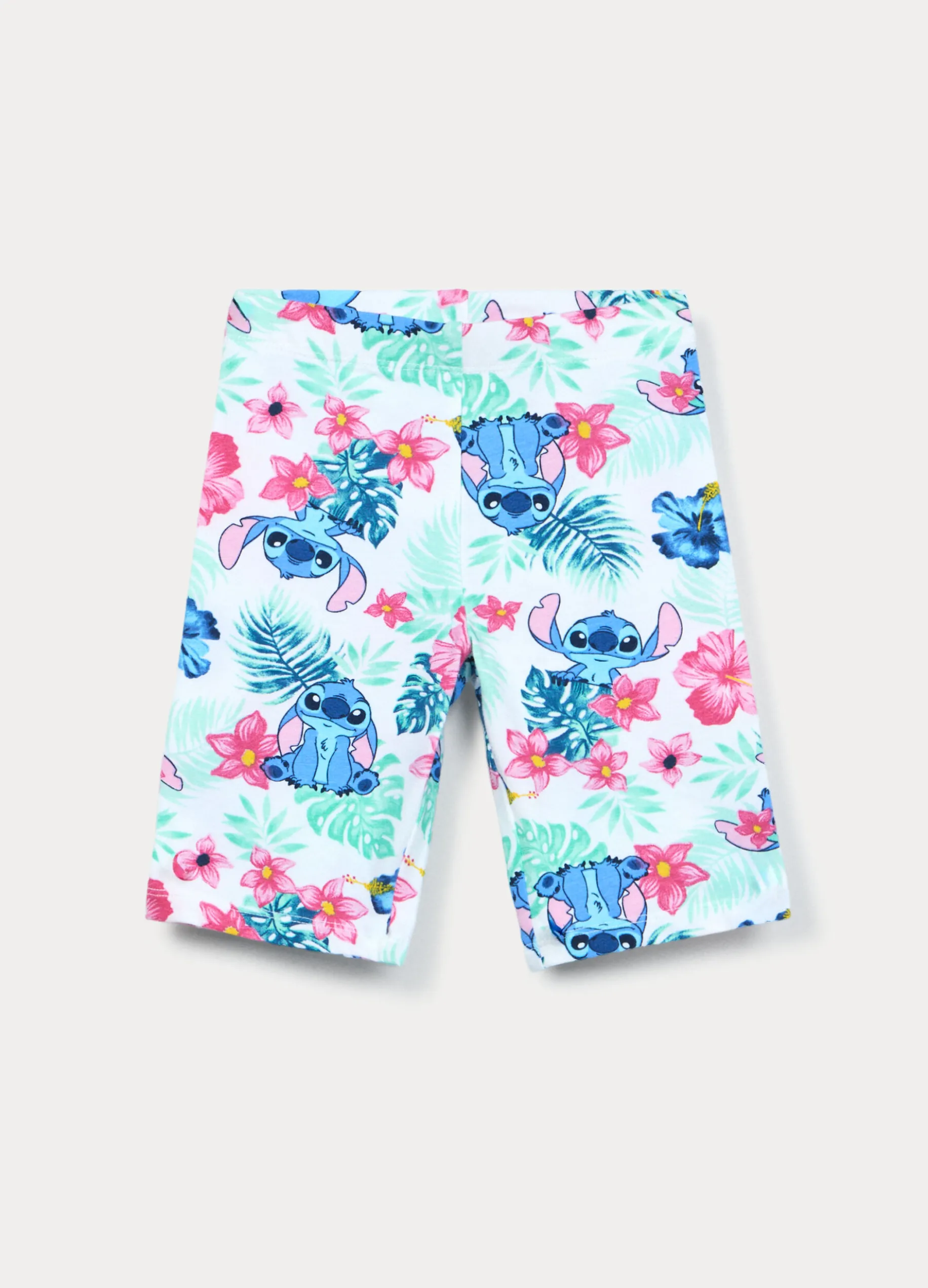Leggings corti Stitch in jersey di cotone stretch bambina
