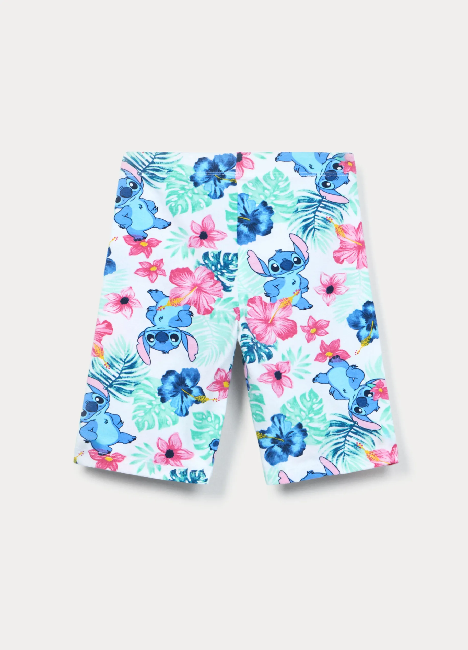 Leggings corti Stitch in jersey di cotone stretch bambina