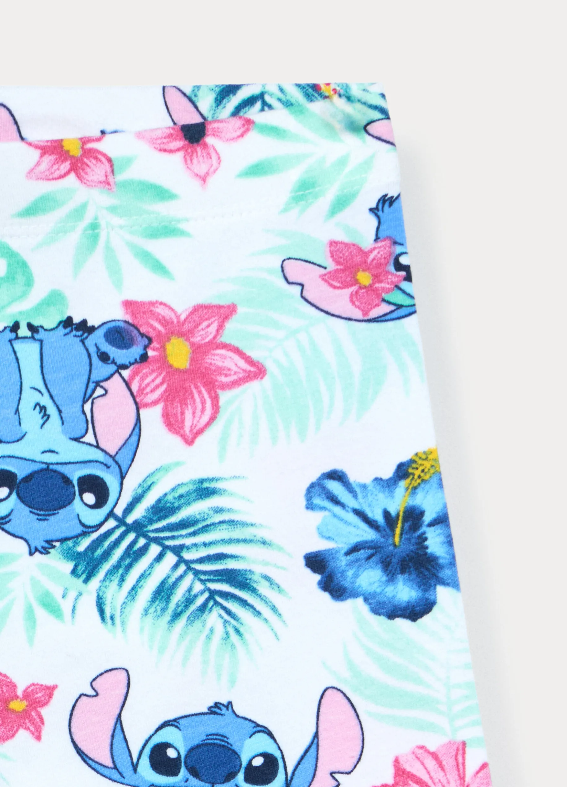 Leggings corti Stitch in jersey di cotone stretch bambina