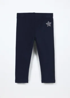 Leggings in cotone fleece stretch neonata