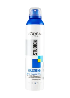 L'Oréal Paris Spray per Capelli Studio Fix&Shine, Fissaggio Forte, 250ml.
