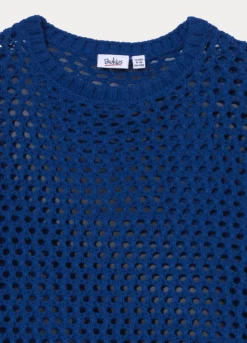 Maglia girocollo operata misto cotone ragazza