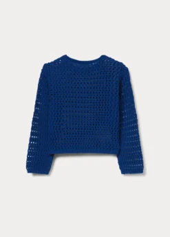 Maglia girocollo operata misto cotone ragazza