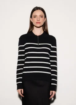 Maglia con colletto classico e zip donna